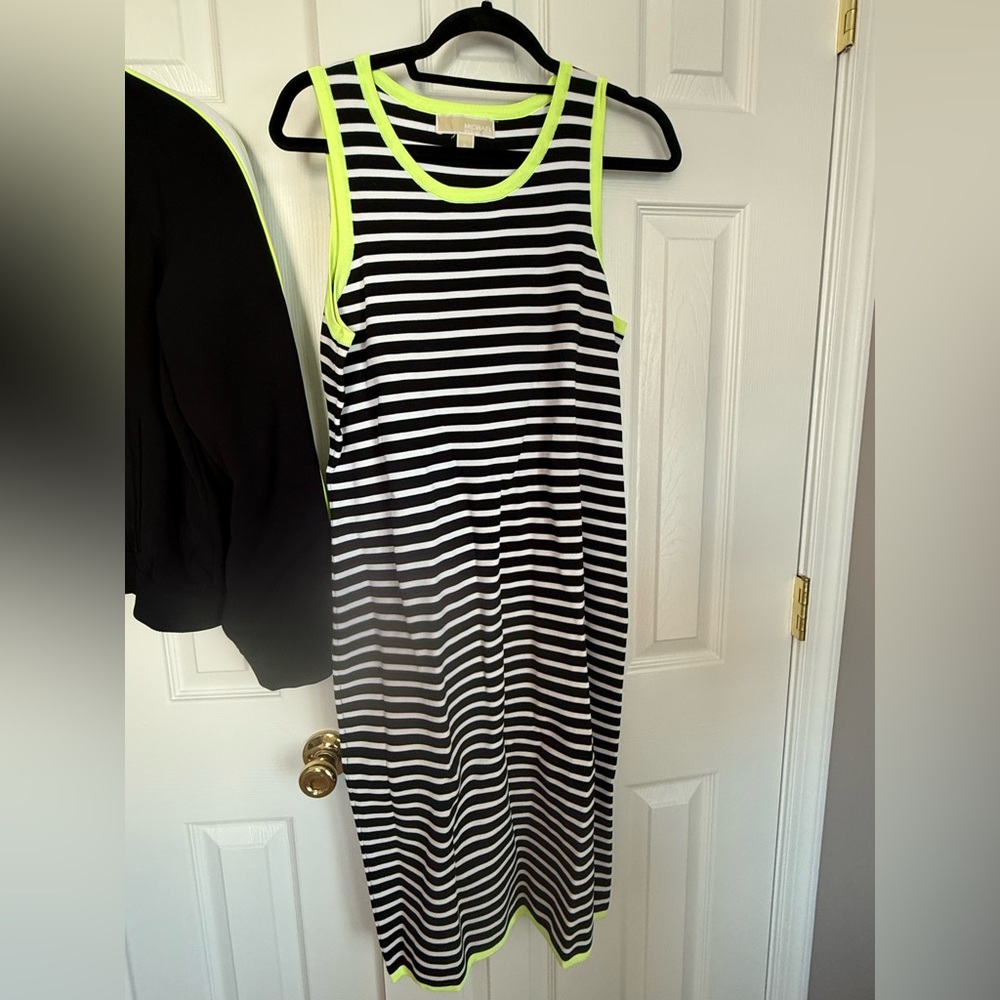 Michael Kors Black and Neon Green Striped Dress and Jacket Set - Picture 6 of 9